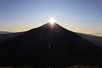 雨ヶ岳山頂から望むダイヤモンド富士