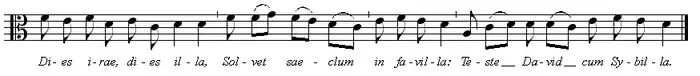 The Dies Irae appears as this melody in musical notation.