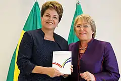 ブラジルのジルマ・ルセフ大統領と(2011年12月15日)