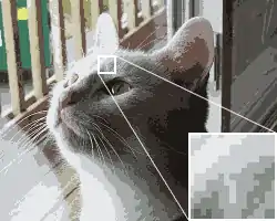 図5. 最適化された16色カラーパレットに減色した画像（ディザリング無し）