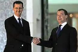 バッシャールと、ロシアのメドヴェージェフ首相(2010年)