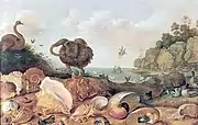 ドードーと貝と描かれたペガサスに乗ったアンドロメダ (1627)