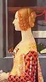 『ジョヴァンナ・トルナブオーニ』ドメニコ・ギルランダイオ1488板、テンペラ63 x 46 cmティッセン=ボルネミッサ美術館