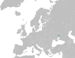Donetsk People's RepublicとSouth Ossetiaの位置を示した地図