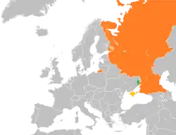 RussiaとDonetsk People's Republicの位置を示した地図