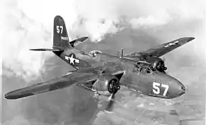 飛行するA-20G-20-DO 42-86657号機(USAAF、撮影年不詳)