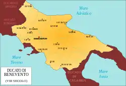 ベネヴェント公国の位置