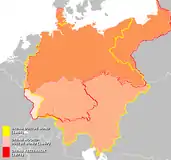 小ドイツ主義に基くドイツ統一までの変遷（1866年 – 1871年)&nbsp;&nbsp;ドイツ連邦の境界線&nbsp;&nbsp;北ドイツ連邦の境界線&nbsp;&nbsp;ドイツ帝国の国境線