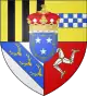 Quarterly: 1st, Paly of six Or and Sable (for Atholl); 2nd, Or a Fess chequy Azure and Argent (for Stewart); 3rd, Argent on a Bend Azure three Stags' Heads cabossed Or (for Stanley); 4th, Gules three Legs in armour Proper garnished and spurred Or flexed and conjoined in triangle at the upper part of the thigh (ensigns of the Isle of Man); over all, an Inescutcheon en surtout Azure three Mullets Argent within a Double tressure flory Or ensigned of a Marquess's coronet