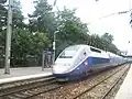 プロヴァンス地方・アンティーブ駅を発車する第206編成(2006年8月)
