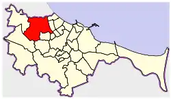 グダニスク市行政区分図上でのオリバの位置図