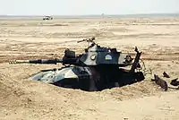 戦闘でダメージを受けたイラク軍のカスカベル Mk.IV