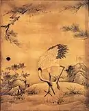 「花鳥図」(部分) 狩野永徳筆。京都聚光院方丈の襖絵の一部。