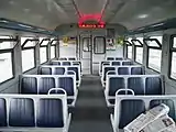 車内デッキの扉上にはLED方式の車内案内表示装置が設置されている