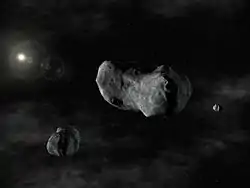 小惑星シルヴィアと2つの衛星（想像図）