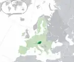 ヨーロッパにおけるオーストリアの地図