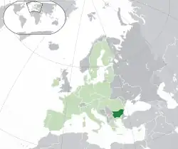 ヨーロッパにおけるブルガリアの地図