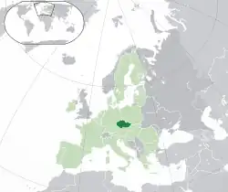 ヨーロッパにおけるチェコの地図