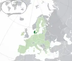ヨーロッパにおけるデンマークの地図