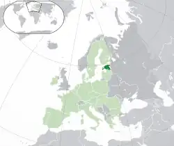 ヨーロッパにおけるエストニアの地図