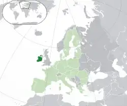 ヨーロッパにおけるアイルランドの地図