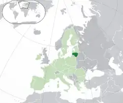 ヨーロッパにおけるリトアニアの地図