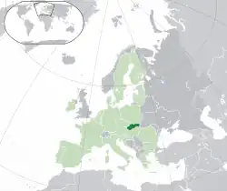 ヨーロッパにおけるスロバキアの地図