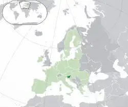 ヨーロッパにおけるスロベニアの地図