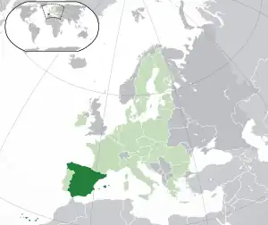 ヨーロッパにおけるスペインの地図