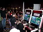 アーケードゲームの入力機器。Street Fighter IV（格闘ゲーム）。