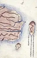 金正浩『大東輿地図』（1861、部分（于山島および鬱陵島東部））