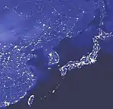 日本列島の夜景/2000年頃の衛星画像