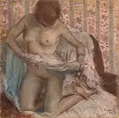 『湯上がり』（1884）エルミタージュ美術館"Kniende Frau"