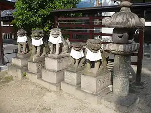 江口と記載されている大隅神社の狛犬