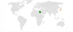 EgyptとJapanの位置を示した地図
