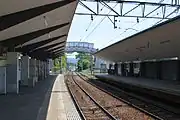 駅ホーム。向こうにはパラディオ橋が見える(2014年5月)