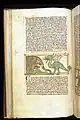 13世紀の書物から、対峙するゾウとドラゴン