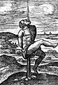 1593年頃、串刺し刑に処された人ユストゥス・リプシウスの文献（1596年刊）に見る挿絵。