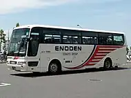 ふそうKL-MS86MP (2004年式）709　2014年9月廃車大型貸切車は、従来、基本的に日産ディーゼル車が中心となっていたが、1997年以降ふそう車が導入された。