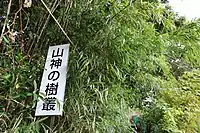 山神の樹叢入口案内板。