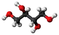 Ball-and-stick model of the erythritol molecule{{{画像alt1}}}