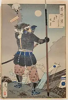 「月百姿 鳶巣山暁月 戸田半平重之」月岡芳年画 明治20年（1887年）6月