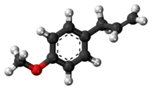 Ball-and-stick model of the estragole molecule{{{画像alt1}}}