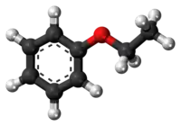 Ball-and-stick model of the ethyl phenyl ether molecule{{{画像alt1}}}