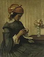ウジェーヌ・スミッツ(1826-1912) 「手紙を読む女性」 (1856)