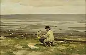 バルト海で写生する自画像 (c.1900)