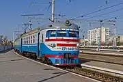 ウクライナ鉄道で運用に就くER1-140形電車