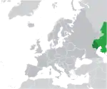 ヨーロッパにおけるカザフスタンの地図