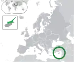 ヨーロッパにおける北キプロスの地図