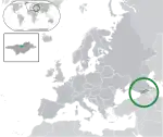 ヨーロッパにおける南オセチアの地図